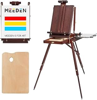 MEEDEN French Easel - Portable Beech Wood Sketch Easels Box with Foldable Legs - Art Travel Easels Outdoor Easel with Drawer Hold Canvas Art up to 34"