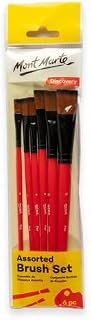 Mont Marte Discovery Assorted Flat Brush Set for Acrylic, Poster and Oil Paints(6 Pieces)
