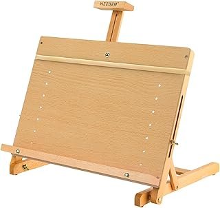 MEEDEN Large Drawing Board Easel, Solid Beech Wooden Tabletop H-Frame Adjustable Easel Artist Drawing & Sketching Board for Artists, Teens & Painters, Holds Canvas up to 23"