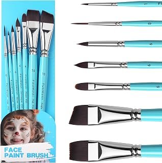 Fuumuui Face Painting Brushes- 7pcs Synthetic Hair Paint Brushes