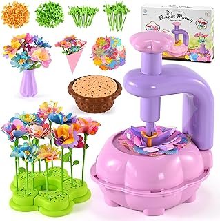 BlueSwan Craft Kits for Kids, DIY Fabric Flowers Bouquet, Girls Garden Toys, Flower Press Textile Kit, Poke-in Arts and Crafts Birthday Gifts for 4-12 Year Old Girls, Parent-Child Educational Interactive STEM Toy