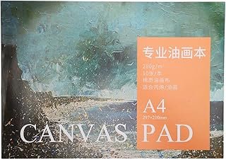 Zerodis A4 Painting Canvas Book, 10 Sheets Cotton Canvas Drawing Paper for Oil & Acrylic Paint Direct Painting for Art Student Beginner Practice Drawing Pad