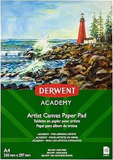 Derwent Academy 300gsm A4 Port 10 Sheets Canvas Paper Pad