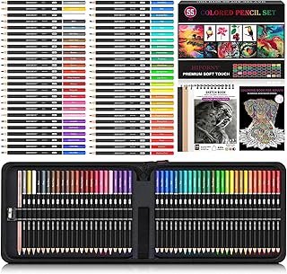 HIFORNY 55PCS Colored Pencils Set for Adults – 50 Soft Core Colored Pencils with Sketchbook, Coloring Book, Blender, Sharpener & Color Chart – in Gift Box & Zipper Case