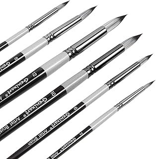 Genixart Round Paint Brush Set – Art Paintbrushes Acrylic Oil Watercolor | Artist Painting Brushes for Art Painters & Students, Craft DIY - Short Handle, Soft Nylon Hair, Assorted 6 Bulk Pack