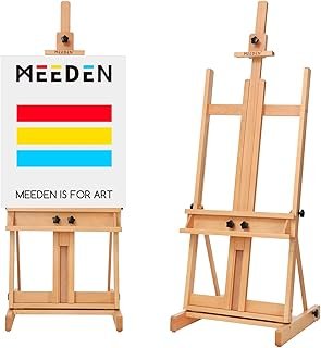 MEEDEN Large H-Frame Easel, Solid Beech Wooden Easel, Painting Art Easel for Display, Easels for Painting Holds Canvases Up to 78", Natural