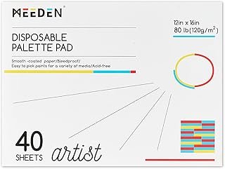 MEEDEN Artist Palette Paper Pad: 12"x16", 40 Sheets (80lb/120gsm) for Adult | Paint Palette Paper Pad for Adult Beginner Artists, Disposable Paint Mixing Papers for Acrylic Watercolor Oil Painting