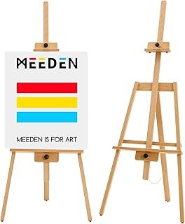 MEEDEN Art Painting Stand Easel - Solid Beech Wooden Easel Holds Canvas up to 43" - A Frame Artist Easels for Painting Wedding Sign Poster Display - Natural