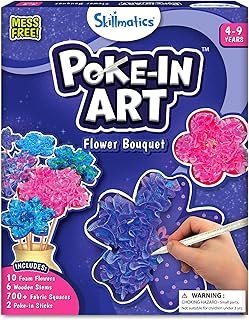 Skillmatics Poke-in Art – Flower Bouquet, DIY Craft Kit, Gifts for Kids | Mess-Free Fun, Sewing Kit, Fine Motor Skills, Screen-Free, Pretend Play, Travel Activity, Girls & Boys Ages 4, 5, 6, 7, 8, 9