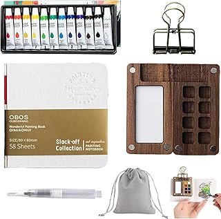 Art Supplie Mini Paint Travel Watercolour Set Kit Small Watercolor Paint-only Sets Art Paintings Set Sketch Kit Water Paint Palette Wood Palette Artist Painting(8 Grids)