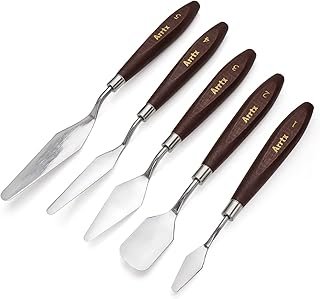 5 Pieces Painting Knives Stainless Steel Spatula Palette Knife Oil Painting Accessories Color Mixing Set for Oil Canvas Acrylic Painting-Lightwish