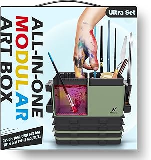V1 2.0 Portable Modular Painting Station for Miniature Painting | Ultra Set,Blue Black,All-in-One,Miniature painting kit,Painting supplies,Wet Palette,Paint Brush Cleaner and holders