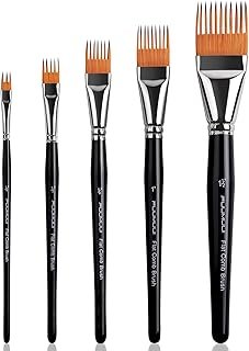 Fuumuui Grainer Paint Brush Set–5pcs Professional Flat Comb Paint Brushes | Artist Paint Brushes for Texture Painting, Foliage, Landscape and Fur Effects, Perfect for Acrylic, Watercolor and Oil