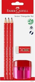 Faber-Castell Hand Writing Set, HB | 3 x Pencils HB, 1x Eraser, 1x Sharpener, 89-116535