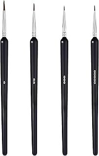 4 PCS Fine Detail Paint Brush Set – Precision Mini Thin Paint Brushes in Sizes 0, 00, 000, 0000 – Ideal for Acrylic, Oil, Watercolour, Nail Art & Model Painting – Wooden Handles (Black)