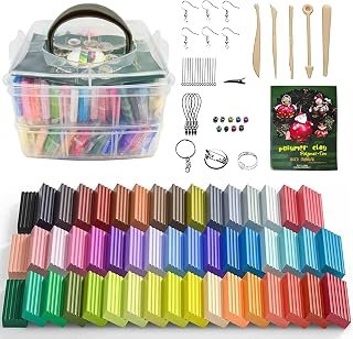 Yotsuba Polymer Clay Kit, 50 Colors, Oven Bake Modeling Clay for DIY Craft, Includes 5 Tools & 8 Jewelry Accessories, Non-Toxic Art Supplies & Kids Gift with Storage Box