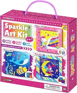 C.S.Kids My Magic World DIY 3-in-1 Sparkle Art Set for Kids (12 Sparkly Creative Arts and Crafts Projects : Glitter/Sequin/Foil Art) Handcraft/Handmade/Creative Art, Multi Colour, BS12