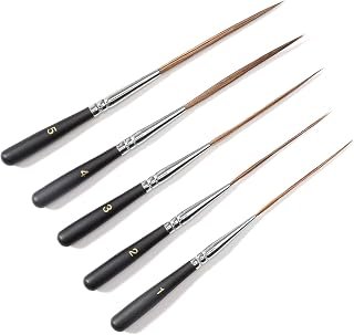 5PCS Long Liner Paint Brush,Ultra-Fine Tip Professional Pinstriping Brush Set,Ox Hair for Watercolor,Gouache,Ink&Acrylic,Short Brush for Detailing Line Work, Paint by Numbers & Fine Art