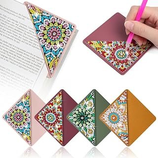 4 pcs Diamond Painting Bookmarks, DIY Diamond Art Kits for Adults, Book Corner - Protecting Bookmark Craft Supplies Kits for Book Lovers(Mandala)