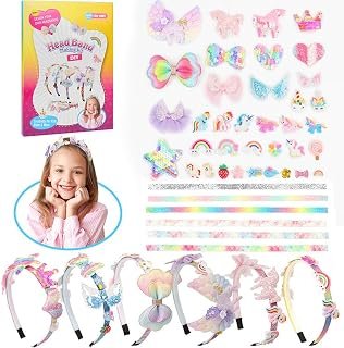 Arts and Crafts Kit for Girls - DIY Headband Making Kit for Girls, 49pcs Fashion Hair Accessories Set, Girls Birthday Presents for Age 5 6 7 8 Year Old Girls Gifts Toys Set