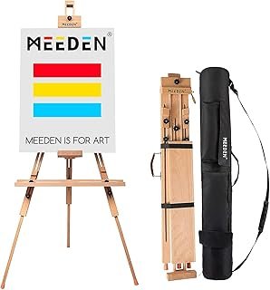 MEEDEN Tripod Field Painting Easel - Universal Tripod Easel Adjustable Portable Painting Easel Stand Beech Wood Artist Easel, Perfect for Painters, Students, and Landscape Artists, Hold Canvas Art up to 44"