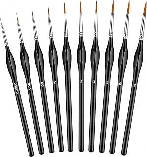 Artist Paint Brushes Set - 10Pcs Professional Detail Brushes, Fine Point & Spring Bristles, Premium Nylon Hair for Watercolor Oil Acrylic｜Models｜Nail Art｜Miniature