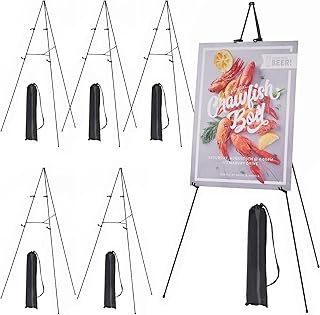 MEEDEN Easel Stand, 63" Art Display Easels, Instant Tripod Metal Easel with Bag, Portable Folding Easel for Display Painting Canvas, Wedding Signs, Presentations, Posters, 6-Pack