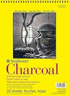 Strathmore 300 Series Charcoal Paper Pad, Top Wire Bound, 9x12 inches, 32 Sheets (64lb/95g) - Artist Paper for Adults and Students - Charcoal and Pastel