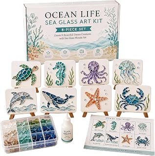 Sea Glass Art Kit,Creative Sea Glass Mosaic Kit for Adults and Beginners