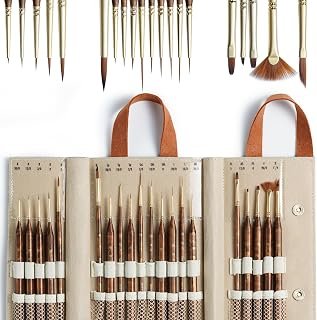 Artify Extreme Detail Paint Brushes, 20pcs Miniature Brushes for Models & Art Painting, Fine Detailing With Handbag, Acrylic, Watercolor, Oil, Models, 40K