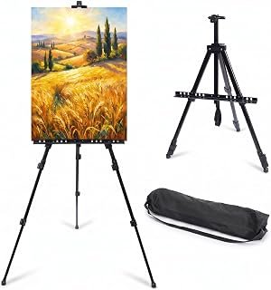 Easel for Painting, Double-Tier Easel Stand, Adiustable Height from 26-66 Inches, Tripod for Painting and Display with Carrying Bag, 66 Inches,Tabletop & Floor Art Easel,Portable Artist Easel for Painting Canvas, Wedding Signs & Display, Black