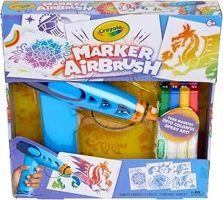 Crayola, Marker Airbrush, DIY Art, Battery Operated, Airbrush for Kids, Kids Activity, Stencil Art, Age 6+