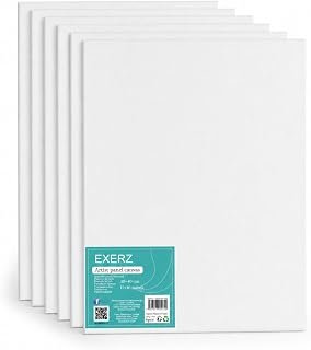 Exerz 30x40cm Canvas Panels 3mm 6pcs - Canvas Board 100% Cotton 280gsm/ Blank Canvas/Triple Primed/Acid Free/Medium Grain - Oil & Acrylic Painting (A3 30x40cm - 6pcs)