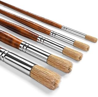 Fuumuui Hollow Hog Bristle Paint Brushes, 5pcs Stiff Coarse Bristle Brushes