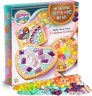 Mosaic Craft Kit - Decorate Your Own Unicorn and Rainbow Design Coaster with Glass Tiles. Birthday Gift, Fun DIY Art and Craft Supplies. Girls, Kids & Teens Activity Kit