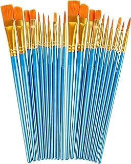 Paint Brushes Set, 2 Pack 20 Pcs Round Pointed Tip Nylon Hair Acrylic Paint Set, Oil Watercolor Brushes for Face Painting, Canvas, Rock Painting, for Beginners and Artists, Blue