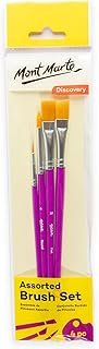 Mont Marte Assorted Brush Set Discovery 4pc, Introductory Art Brushes, Taklon Bristle Paint Brushes, Create Variety of Strokes, Ideal for Acrylic, Poster and Oil Paints