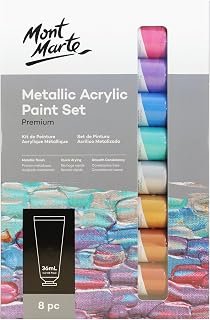 Mont Marte Metallic Acrylic Paint 8-Pieces Set, 36 ml