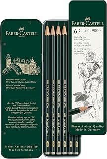 Faber-Castell - Castell 9000 Art Set Pencil (Pack of 6), Green | Artist pencils hardness grade HB - 8B for writing, sketching and drawing