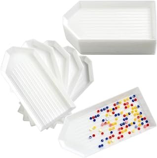 AUDWUD 20PCS Diamond Art Painting Trays,Accessories for DIY Crafts,Rhinestone Tray Organizer Tools,Storage Containers,Bead Sorting,Nail Art Dotting Tool,V-Shaped Corner Opening,Reusable,White
