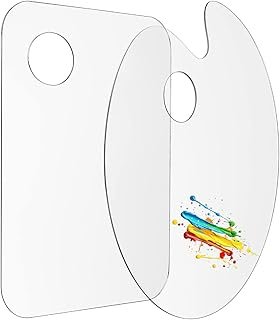 2 Pcs Clear Paint Palete, 11.8×7.9'' Premium Arcylic Paint Palette with Thumb Hole, Non-Stick Easy Clean, Artist Pallet for Oil Watercolor Craft DIY Art Painting Palette for Kids & Adults