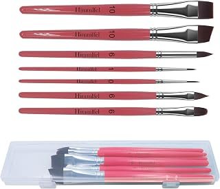 Face Paint Brushes, 7 Pcs Facing Paint Brushes for Acrylic Watercolour Oil Gouache, Artist Painting Brush for Halloween, Cosplay, Nail Art, Face, Rock, Tempera Painting (Hot Pink)