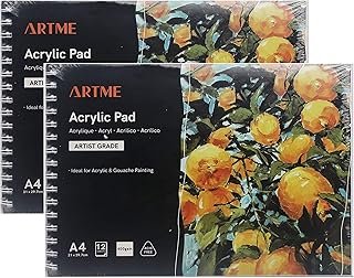 ARTME A4 Acrylic Paper Pad 2pcs12 Sheets 400gsm Spiral Bound Landscape
