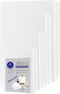 Genixart Stretched Canvas, 8pcs Multipack Artist Canvases for Art Painting