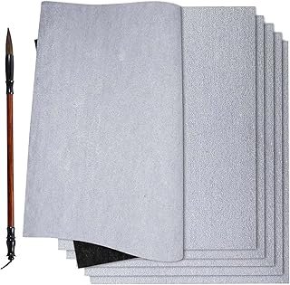 Magic Water Drawing Cloth, 6-Pack 17x13 Inch Reusable Chinese Calligraphy Paper with Brush, Magic Canvas for Water Painting, Calligraphy Practice Mat for Students & Beginners