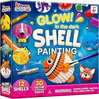 Klever Kits 12 Glow in The Dark Sea Shell Painting Kit-Arts & Crafts for Boys and Girls Ages 6-12, Art Supplies, Kids Craft Paint Kits, Creative Art Toys for Birthday Party Gift
