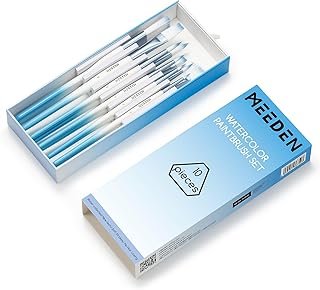 MEEDEN Watercolor Paint Brush Set: 10 Pcs Art Painting Water Color Brushes | Professional Artist Paint Brushes with Flat Round Detail Types for Adults Beginners Watercolor Gouache Acrylic Inks Painting