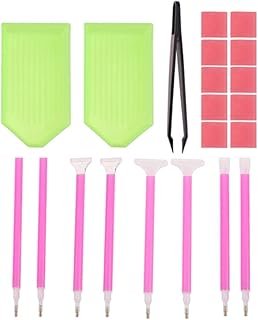 21pcs DIY Diamond Painting Tools and Accessories/Include Painting Pens, Glue Clay, Tweezers & Plastic Tray for Quickly Picking Up Beads, Gems & Crystals